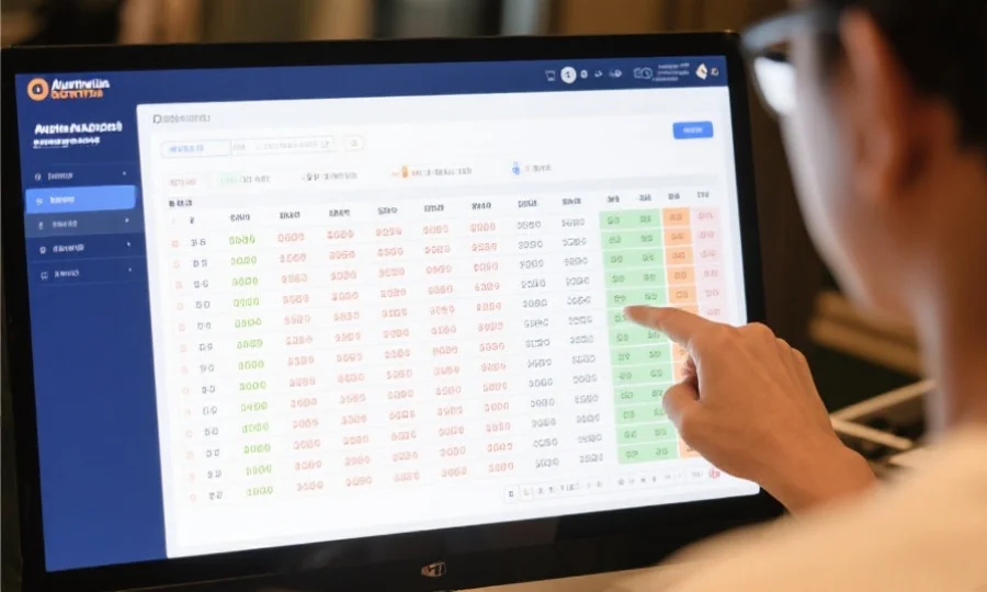 用户在数据平台上筛选和查看澳洲幸运8历史开奖记录，屏幕上显示多期开奖数据表格