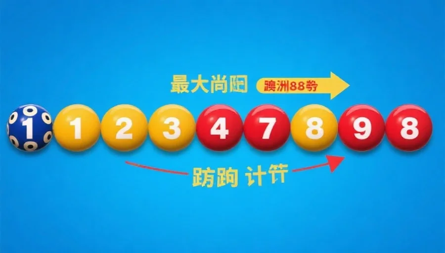 澳洲幸运8号码球横向排列,突出显示最大和最小号码,并用箭头标注跨度的计算过程